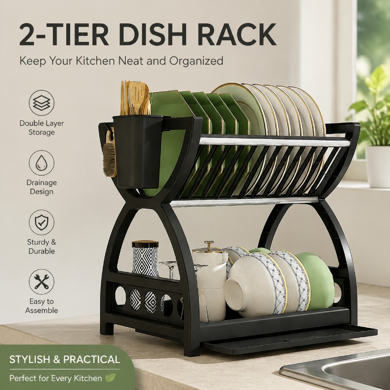 2 Tier Dish Drying Rack Kitche - đánh giá và giá Server Rack Shelf