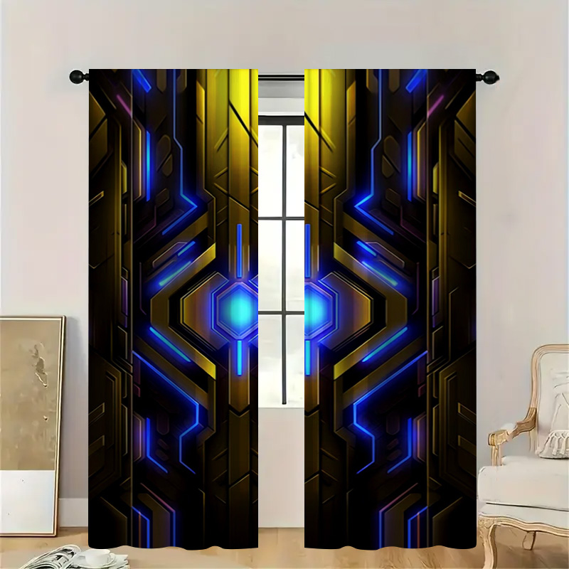 2pcs Geometric Tech Curtains w - đánh giá và giá Tech Office Youtube