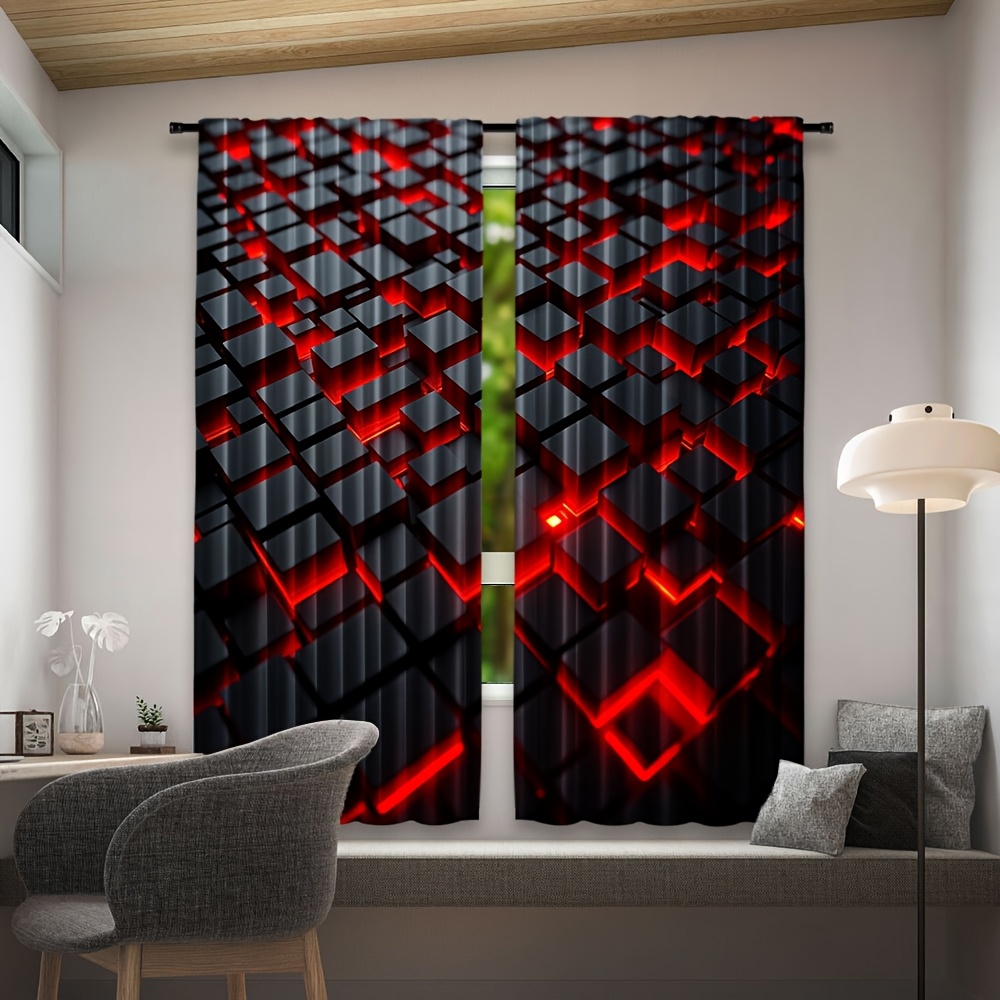 2pcs Geometric Curtains Red Bl - đánh giá và giá Tech Office Youtube