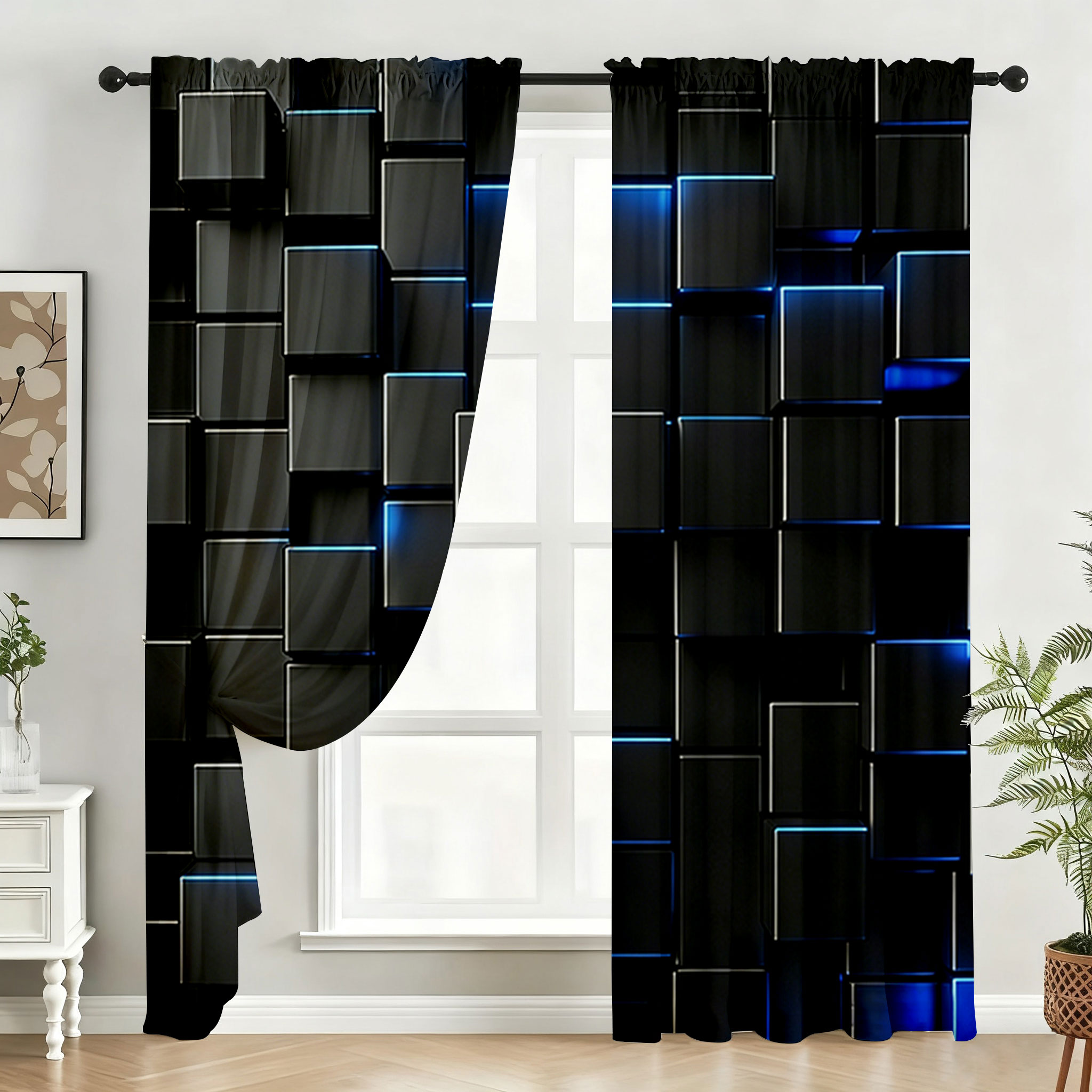 2PC Black Blue Neon Cube Sheer - đánh giá và giá Tech Office Youtube